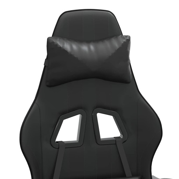 Fotel Gamingowy z Ekoskóry z Podnóżkiem Ergonomiczny Czarny do Biurka, 9446052