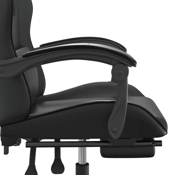 Fotel Gamingowy z Ekoskóry z Podnóżkiem Ergonomiczny Czarny do Biurka, 9446053