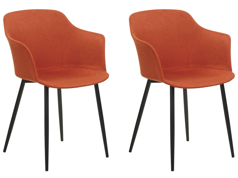 Zestaw 2 krzeseł tapicerowany pomarańczowy, 944690