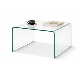 Designerska kwadratowa ława z transparentnego szkła giętego JASPIS-XL