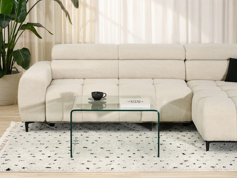 Designerska kwadratowa ława z transparentnego szkła giętego JASPIS-XL, 9452183