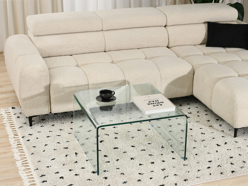 Designerska kwadratowa ława z transparentnego szkła giętego JASPIS-XL, 9452184