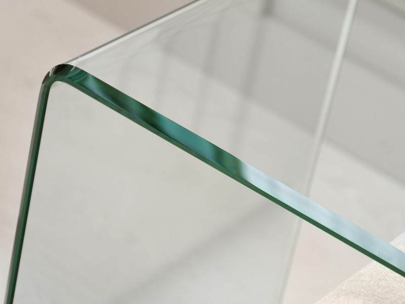 Designerska kwadratowa ława z transparentnego szkła giętego JASPIS-XL, 9452186