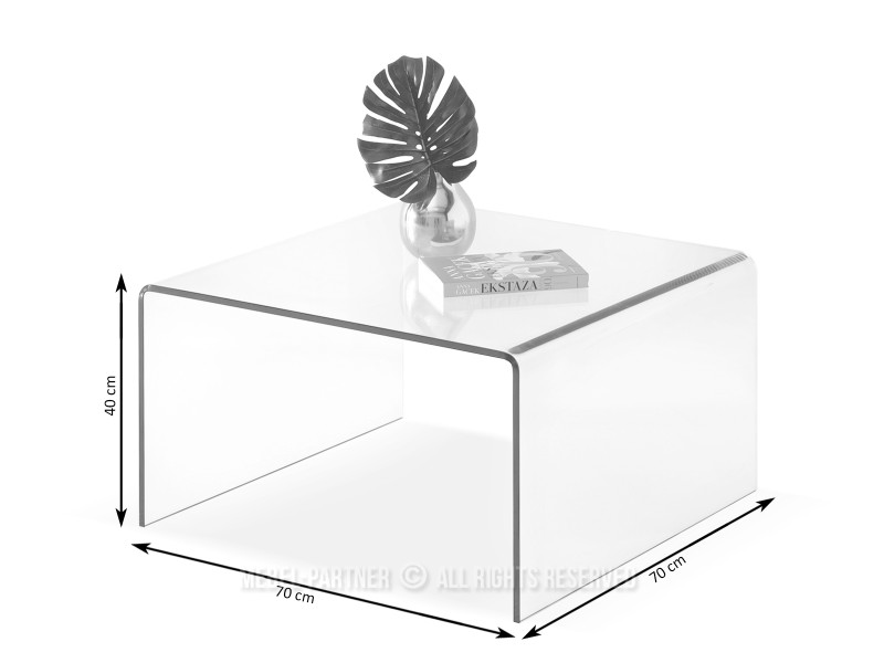 Designerska kwadratowa ława z transparentnego szkła giętego JASPIS-XL, 9452189