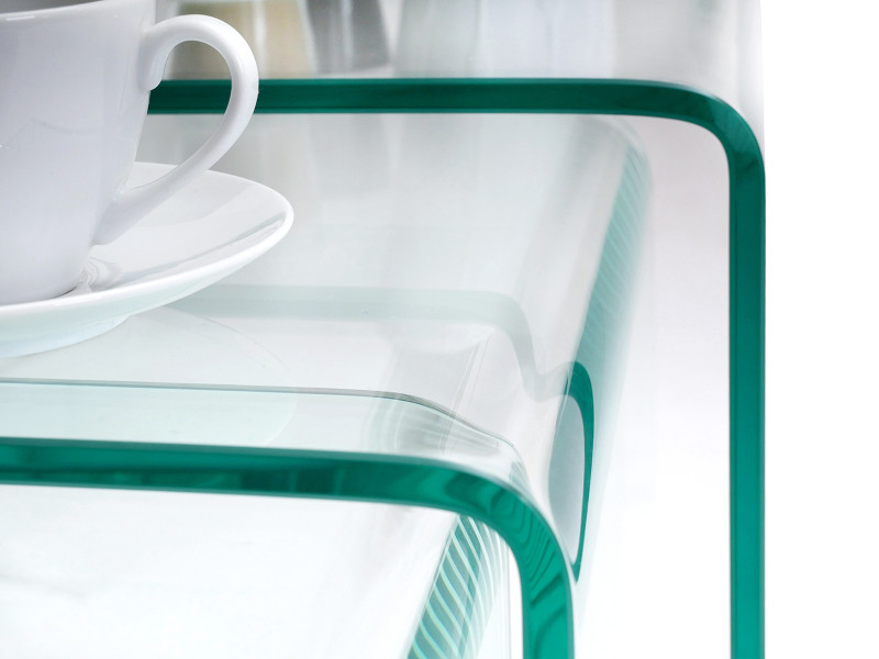 Designerska kwadratowa ława z transparentnego szkła giętego JASPIS-XL, 9452192