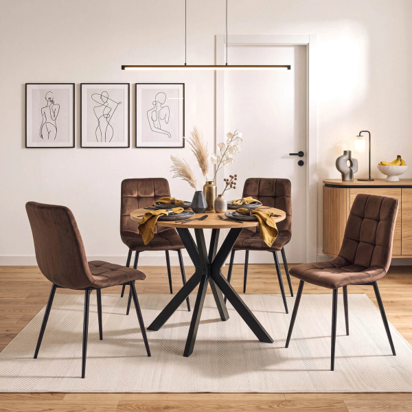 Stół Z 4 Krzesłami Zestaw Okrągły 80cm Komplet Do Salonu Jadalni Kuchni, 9456259