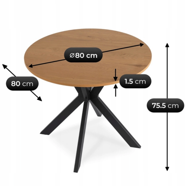 Stół Z 4 Krzesłami Zestaw Okrągły 80cm Komplet Do Salonu Jadalni Kuchni, 9456264