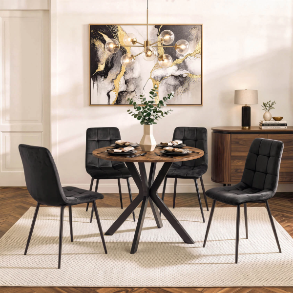 Stół Z 4 Krzesłami Zestaw Okrągły 80cm Komplet Do Salonu Jadalni Kuchni, 9456268