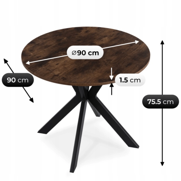 Stół Z 4 Krzesłami Zestaw Okrągły 90cm Komplet Do Salonu Jadalni Kuchni, 9456285
