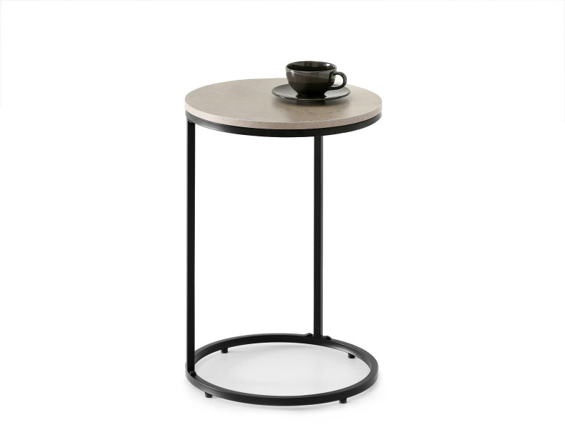 Stolik pomocniczy okrągły 40 cm na metalowej ramie beton czarny COLIN, 9467311