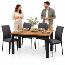 INSPIRO Stół C-14 dąb Kraft 160–200 cm + 4 krzesła IK-10 welur