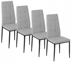 Zestaw 4x Krzesło Tapicerowane TEX Szare Kuchenne Do Jadalni Salonu Loft