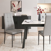Zestaw 4x Krzesło Tapicerowane TEX Szare Kuchenne Do Jadalni Salonu Loft