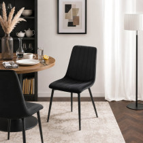 Zestaw 4x Krzesło Tapicerowane IBIS Czarne Welurowe Nowoczesne Loft