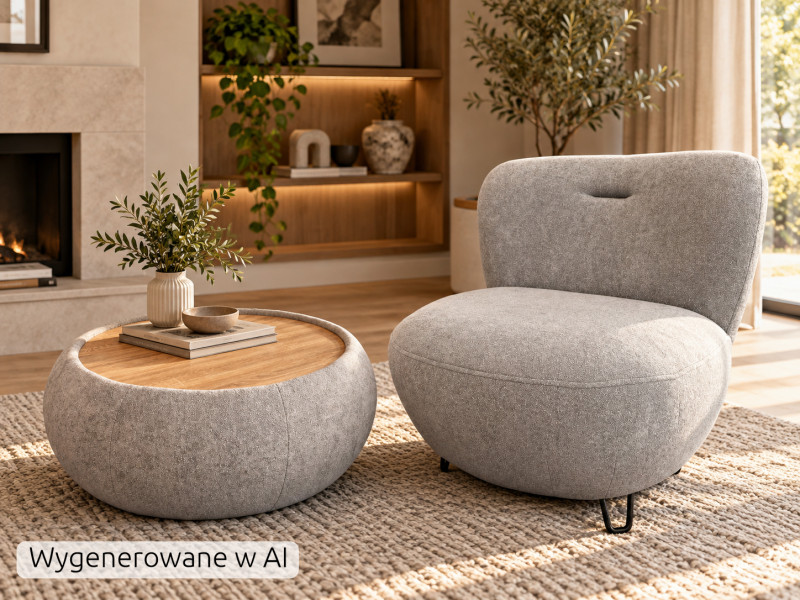 Okrągły Stolik kawowy Roundy Szary, 9472626