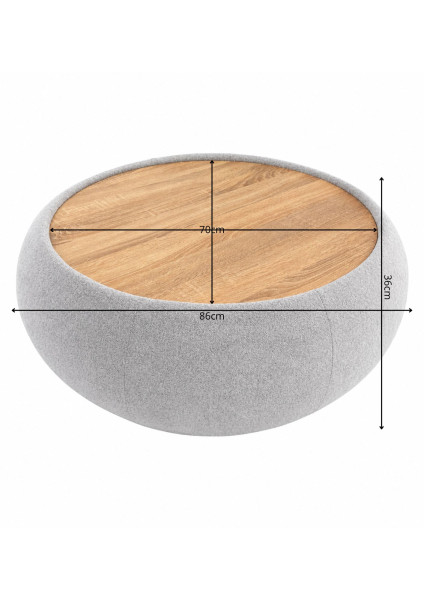 Okrągły Stolik kawowy Roundy Szary, 9472627