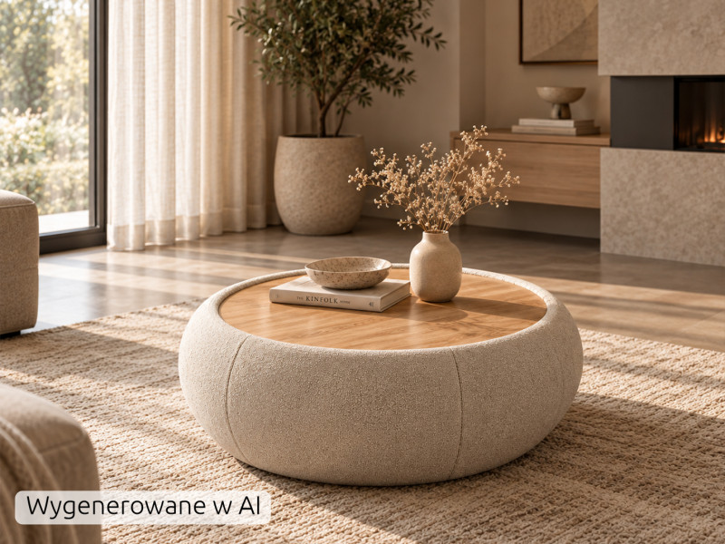 Okrągły Stolik kawowy Roundy Beżowy, 9472632