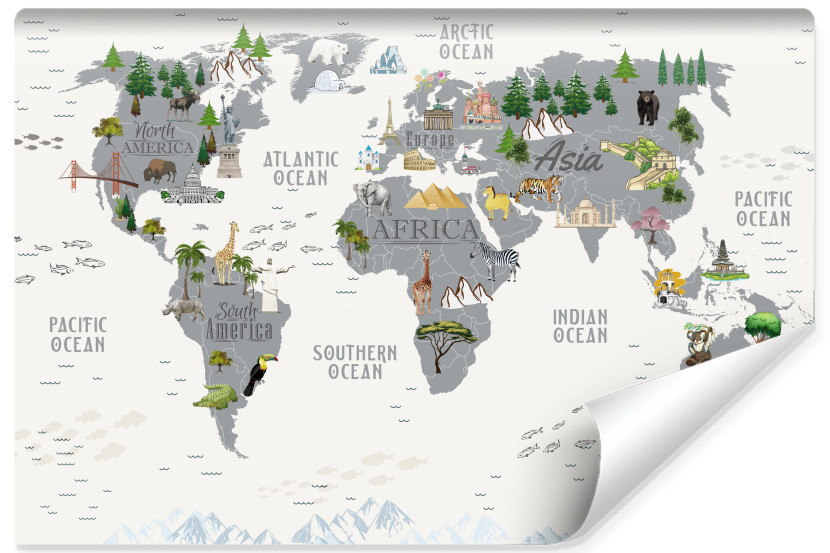 Fototapeta Mapa świata dla dzieci po angielsku 90x60cm, 948887