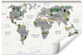 Fototapeta Mapa świata dla dzieci po angielsku 90x60cm