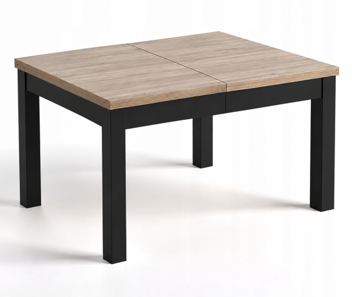 Stół rozkładany 90x90/130 dąb sonoma + nogi czarne, 9508338