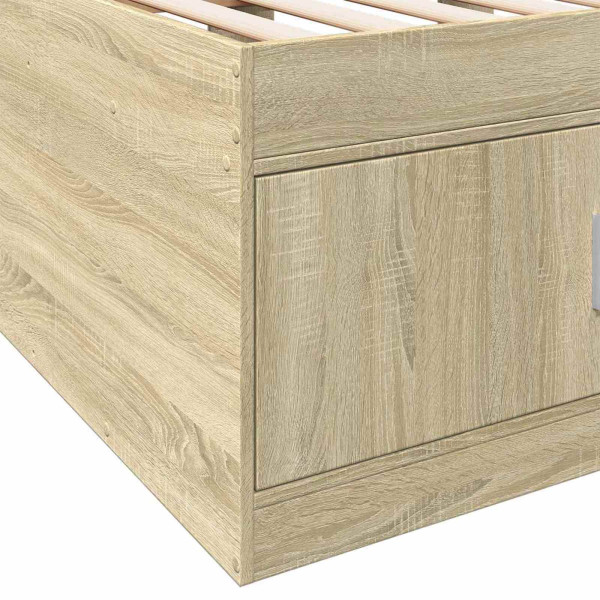 Łóżko 80x200 Jednoosobowe z Pojemnikiem ze Stelażem Dąb Sonoma do Sypialni, 9514846