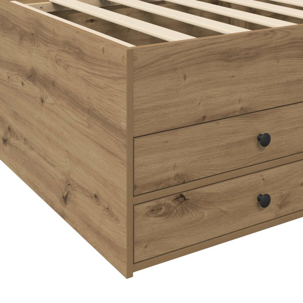 Łóżko 80x200 Jednoosobowe z Pojemnikiem ze Stelażem Dąb do Sypialni, 9518066