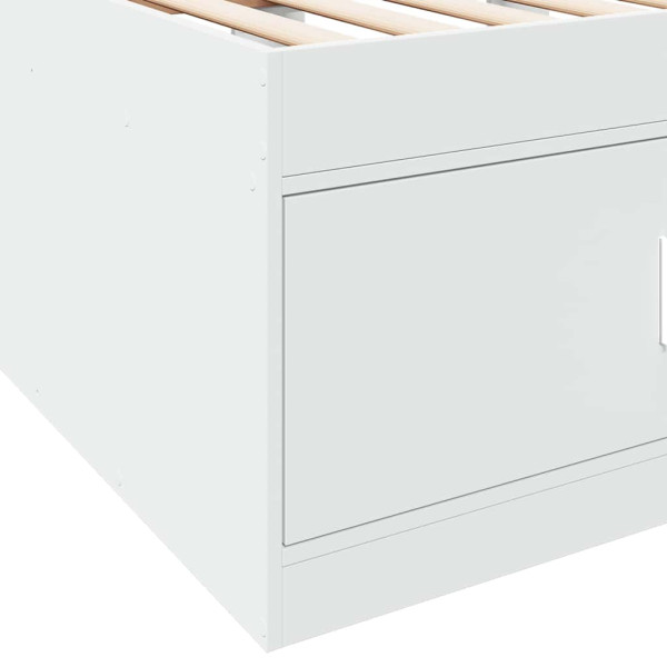 Tapczan 100x200 Jednoosobowy z Szufladami ze Stelażem Biały do Sypialni, 9518642