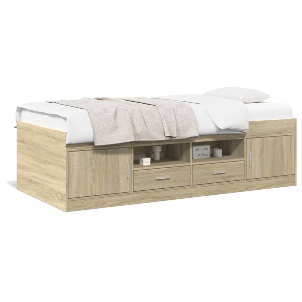 Tapczan 100x200 z Szufladami ze Stelażem Dąb Sonoma do Sypialni, 9520068