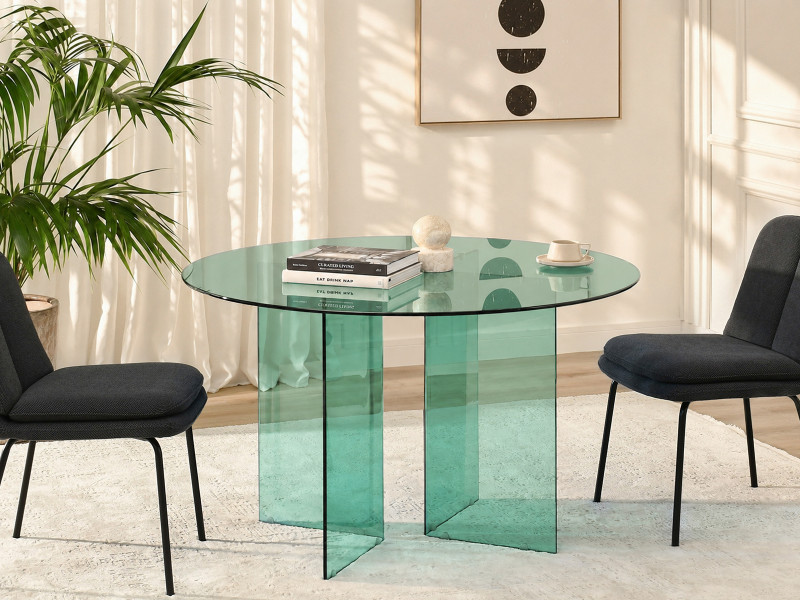 Okrągły stół szklany 120 cm avenor w kolorze zielonym, 9659024