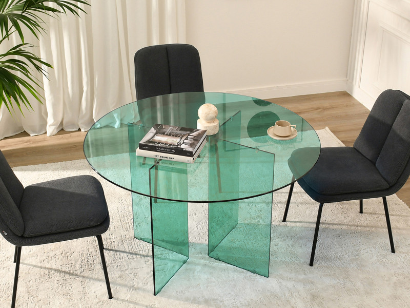 Okrągły stół szklany 120 cm avenor w kolorze zielonym, 9659025
