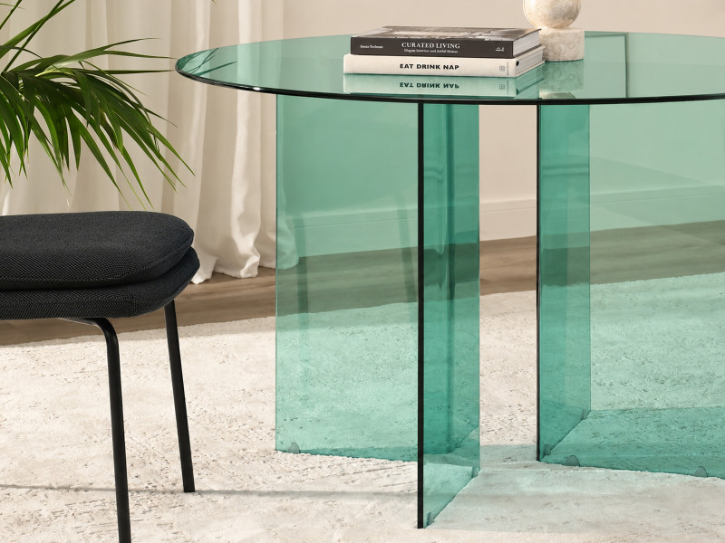 Okrągły stół szklany 120 cm avenor w kolorze zielonym, 9659027