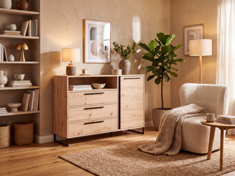 Komoda z szufladami 130 cm do salonu ALESSA dąb artisan, 9761357