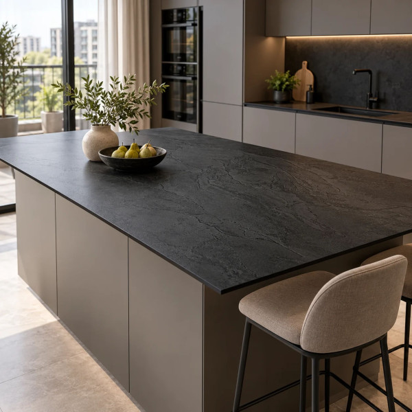Blat do wyspy kuchennej HPL 160x120cm Black 0190SL, 9764281