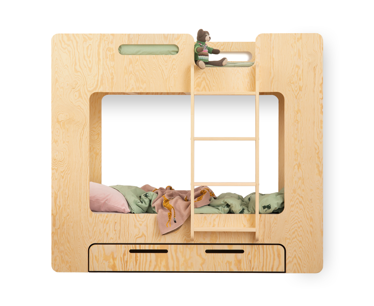 Łóżko piętrowe drewniane MIMI DP z szufladą - przechowywanie, 981534