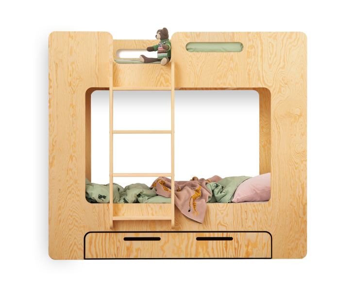 Łóżko piętrowe drewniane MIMI DL Lakier z szufladą - spanie, 981712