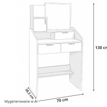 Toaletka kosmetyczna z dużym lustrem i szufladami biała Funfit Home&Office