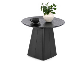 Okrągły stolik kawowy 60 cm szklany blat grafit metalowa noga TITAN-60