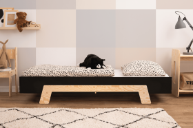 Łóżko pojedyncze drewniane PUZZLE Czarne - SMARTWOOD®