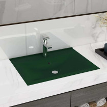 Umywalka Wpuszczana w Blat Ceramiczna Prostokątna Zielona do Łazienki 60 cm