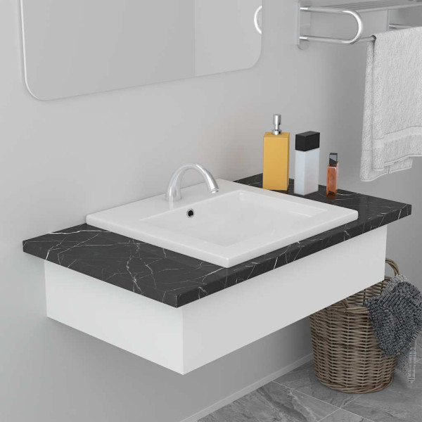 Umywalka Wpuszczana w Blat Ceramiczna Prostokątna Biała do Łazienki 42 cm, 9861639