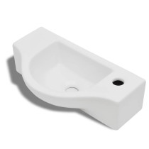 Umywalka Ścienna Ceramiczna Półokrągła Biała do Łazienki 45 cm