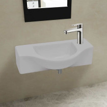 Umywalka Ścienna Ceramiczna Półokrągła Biała do Łazienki 45 cm