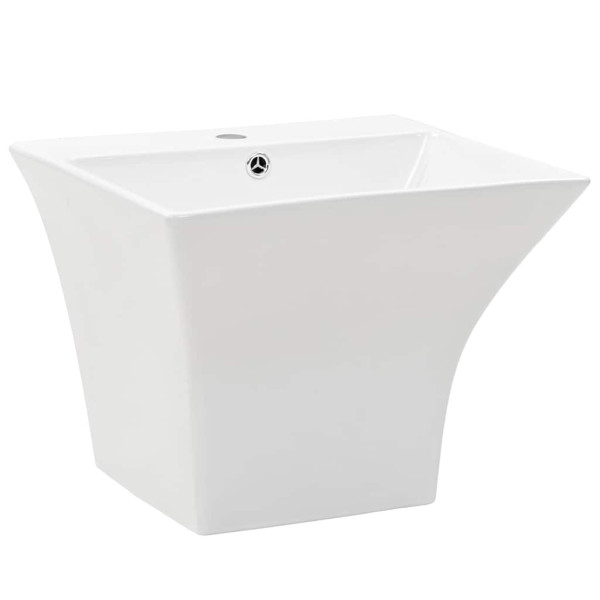 Umywalka Ścienna Ceramiczna Prostokątna Biała do Łazienki, 9862689