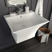 Umywalka Ścienna Ceramiczna Prostokątna Biała do Łazienki
