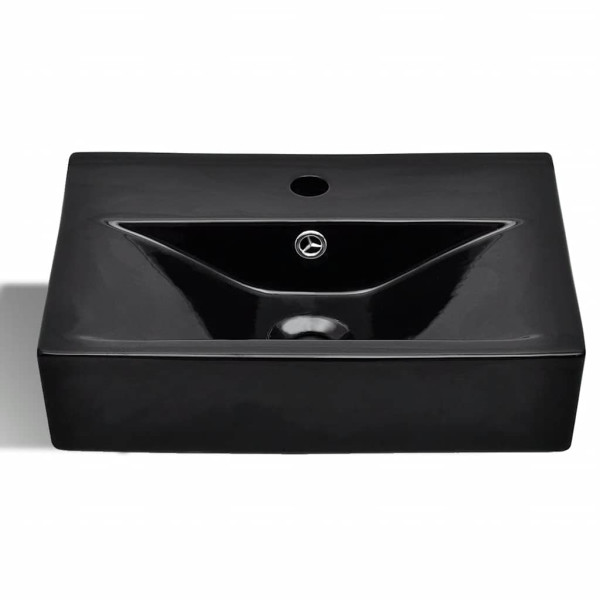 Umywalka Wpuszczana w Blat Ceramiczna Prostokątna Czarna 46,5 cm, 9862961