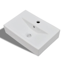 Umywalka Wpuszczana w Blat Ceramiczna Prostokątna Biała do Łazienki 46,5 cm