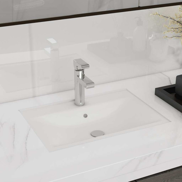 Umywalka Wpuszczana w Blat Ceramiczna Prostokątna Biała do Łazienki 46,5 cm, 9863155