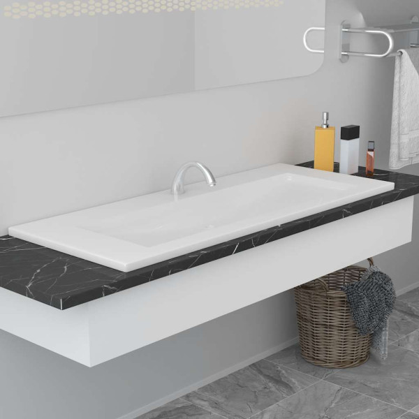 Umywalka Wpuszczana w Blat Ceramiczna Prostokątna Biała do Łazienki 101 cm, 9864009