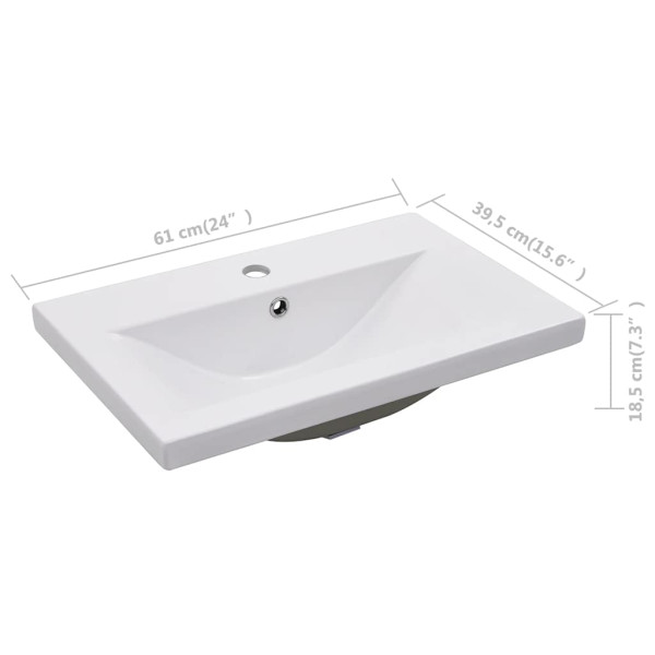 Umywalka Wpuszczana w Blat Ceramiczna Prostokątna Biała do Łazienki 61 cm, 9864186