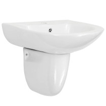 Umywalka Ścienna Ceramiczna Półokrągła Biała do Łazienki 52 cm